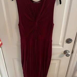 Bailey 44 Red Sheath Midi Dress Crew Neck Sleeveless